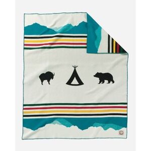 Pendleton Crown of Continent Wool Blend Blanket Reversible Glacier Park